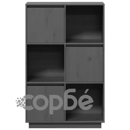 Висок шкаф, сив, 74x35x117 см, борово дърво масив ➤ топ цена ➤ sorbe.bg