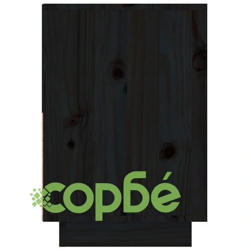 Нощно шкафче, черно, 60x34x51 см, борово дърво масив ➤ топ цена ➤ sorbe.bg
