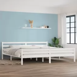 Рамка за легло, бяла, дърво масив, 200x200 см