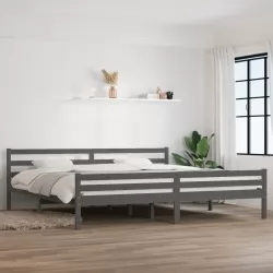 Рамка за легло, сива, дърво масив, 200x200 см