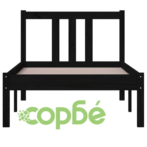 Рамка за легло черна масивно дърво 75x190 см Small Single ➤ топ цена ➤ sorbe.bg