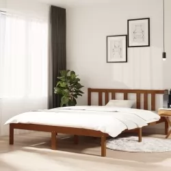 Рамка за легло, меденокафява, масивно дърво, 140x190 см