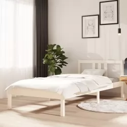 Рамка за легло, бяла, масивно дърво, 90х200 см