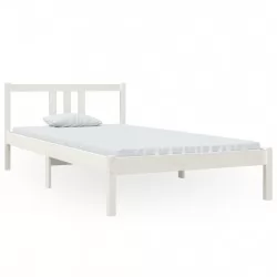 Рамка за легло, бяла, масивно дърво, 100х200 см