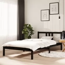 Рамка за легло, черна, масивно дърво, 100х200 см