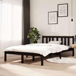 Рамка за легло, черна, масивно дърво, 120х200 см