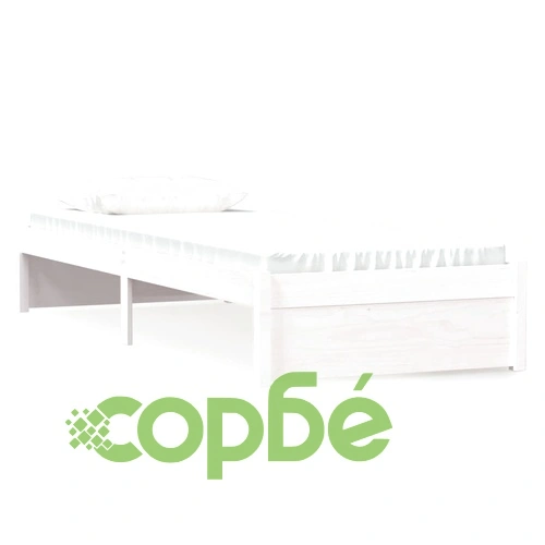 Рамка за легло бяла масивно дърво 75x190 см Small Single ➤ топ цена ➤ sorbe.bg