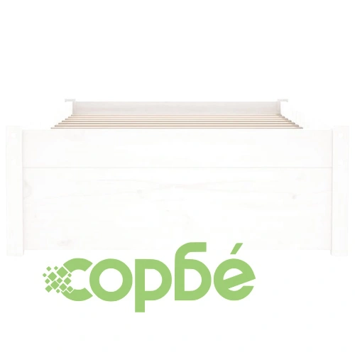 Рамка за легло бяла масивно дърво 75x190 см Small Single ➤ топ цена ➤ sorbe.bg