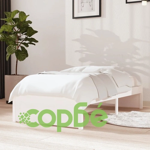Рамка за легло бяла масивно дърво 75x190 см Small Single ➤ топ цена ➤ sorbe.bg