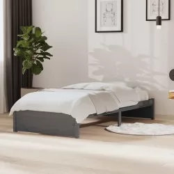 Рамка за легло, сива, дърво масив, 90x190 см, 3FT Single