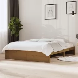 Рамка за легло, меденокафява, масивно дърво, 140x190 см