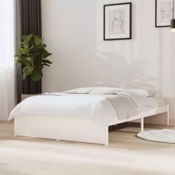 Рамка за легло, бяла, масивно дърво, 120х200 см
