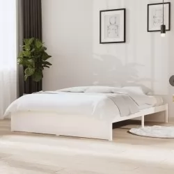 Рамка за легло, бяла, масивно дърво, 140х200 см