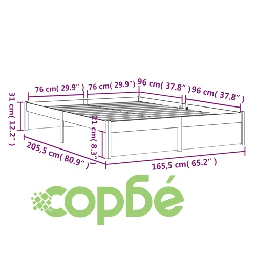 Рамка за легло, бяла, дърво масив, 160х200 см ➤ топ цена ➤ sorbe.bg