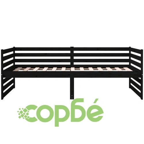 Дневно легло, черно, 90x190 см, борово дърво масив ➤ топ цена ➤ sorbe.bg