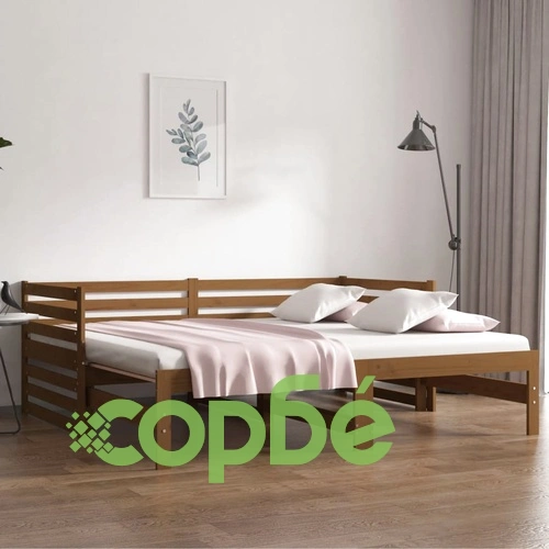 Разтегателно дневно легло меденокафяво 2x(90x190) см бор масив ➤ топ цена ➤ sorbe.bg