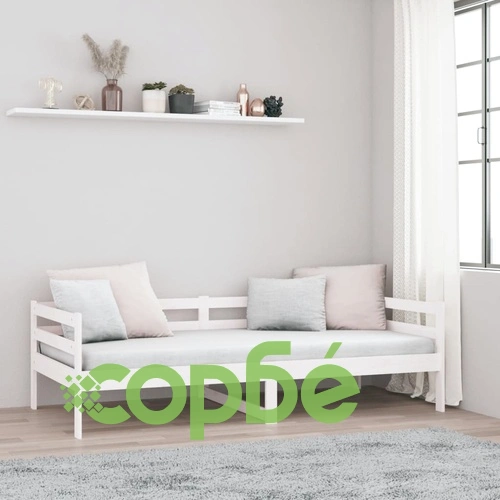 Дневно легло без матрак, бял, 80x200 см, борово дърво масив ➤ топ цена ➤ sorbe.bg