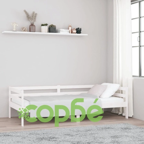 Дневно легло без матрак, бял, 80x200 см, борово дърво масив ➤ топ цена ➤ sorbe.bg