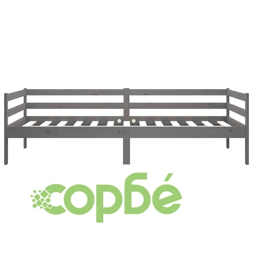 Дневно легло, сиво, 80x200 см, борово дърво масив ➤ топ цена ➤ sorbe.bg