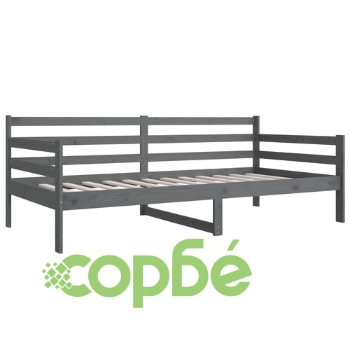 Дневно легло, сиво, 80x200 см, борово дърво масив ➤ топ цена ➤ sorbe.bg