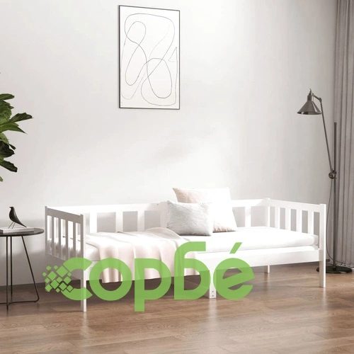 Дневно легло без матрак, бял, 80x200 см, борово дърво масив ➤ топ цена ➤ sorbe.bg