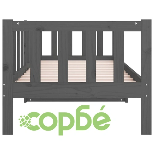 Дневно легло, сиво, 80x200 см, борово дърво масив ➤ топ цена ➤ sorbe.bg