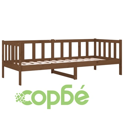 Дневно легло, меденокафяво, 80x200 см, борово дърво масив ➤ топ цена ➤ sorbe.bg