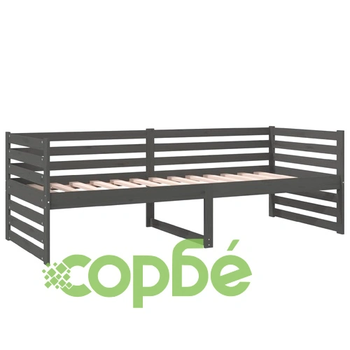 Дневно легло, сиво, 80x200 см, борово дърво масив ➤ топ цена ➤ sorbe.bg