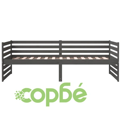 Дневно легло, сиво, 80x200 см, борово дърво масив ➤ топ цена ➤ sorbe.bg