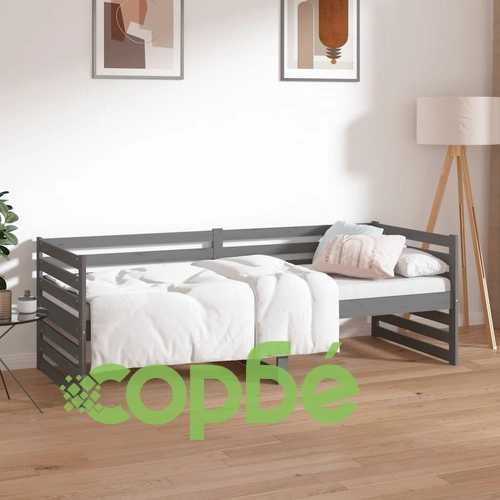 Дневно легло, сиво, 80x200 см, борово дърво масив ➤ топ цена ➤ sorbe.bg