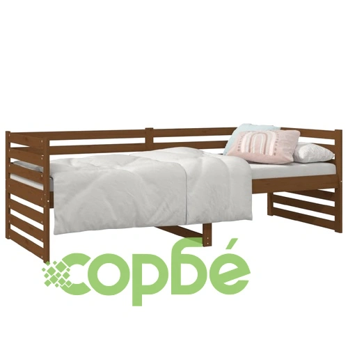 Дневно легло, меденокафяво, 80x200 см, борово дърво масив ➤ топ цена ➤ sorbe.bg