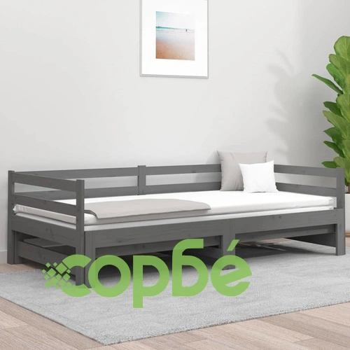 Разтегателно дневно легло, без матрак, сиво, 80x200 см ➤ топ цена ➤ sorbe.bg