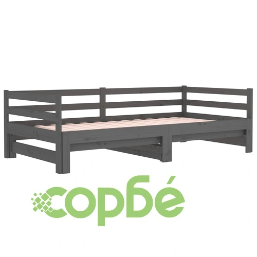 Разтегателно дневно легло, без матрак, сиво, 80x200 см ➤ топ цена ➤ sorbe.bg