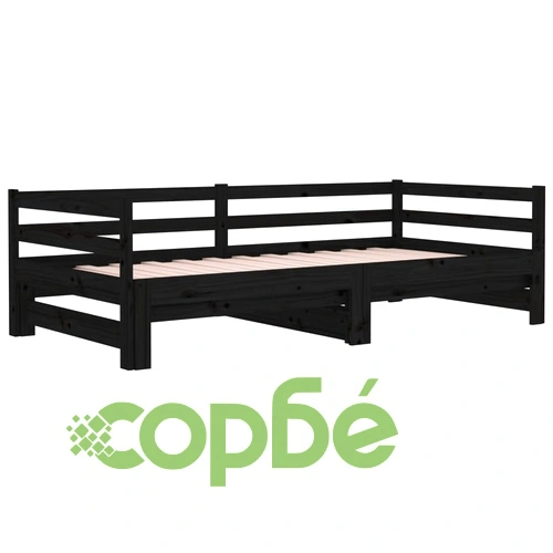 Разтегателно дневно легло, без матрак, черно, 80x200 см ➤ топ цена ➤ sorbe.bg