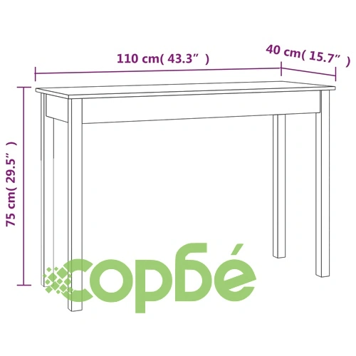 Конзолна маса, 110x40x75 см, борово дърво масив ➤ топ цена ➤ sorbe.bg