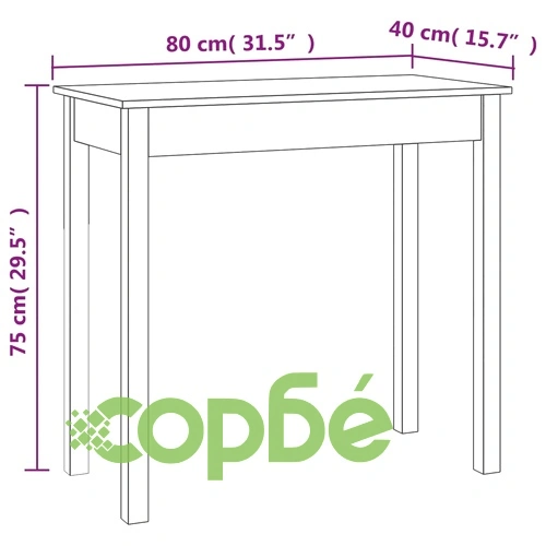 Конзолна маса 80x40x75 см борово дърво масив ➤ топ цена ➤ sorbe.bg