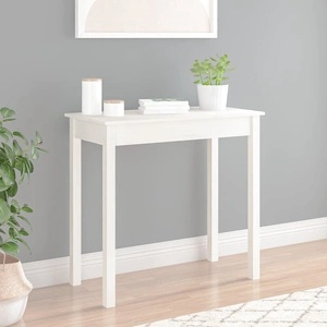 Конзолна маса бяла 80x40x75 см борово дърво масив