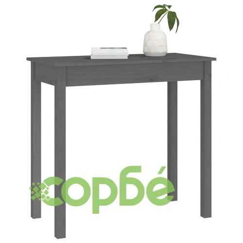 Конзолна маса, сива, 80x40x75 см, борово дърво масив ➤ топ цена ➤ sorbe.bg