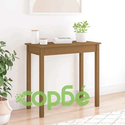 Конзолна маса, меденокафява, 80x40x75 см, борово дърво масив ➤ топ цена ➤ sorbe.bg