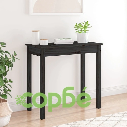 Конзолна маса, черна, 80x40x75 см, борово дърво масив ➤ топ цена ➤ sorbe.bg