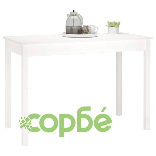 Трапезна маса,Бяло, 110x55x75 см, борово дърво масив ➤ топ цена ➤ sorbe.bg