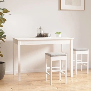 Трапезна маса,Бяло, 110x55x75 см, борово дърво масив