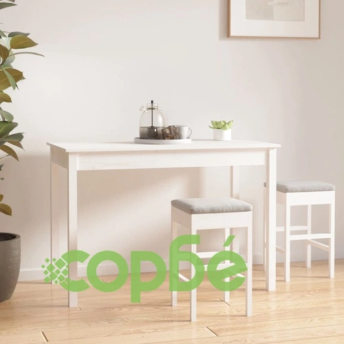 Трапезна маса,Бяло, 110x55x75 см, борово дърво масив ➤ топ цена ➤ sorbe.bg