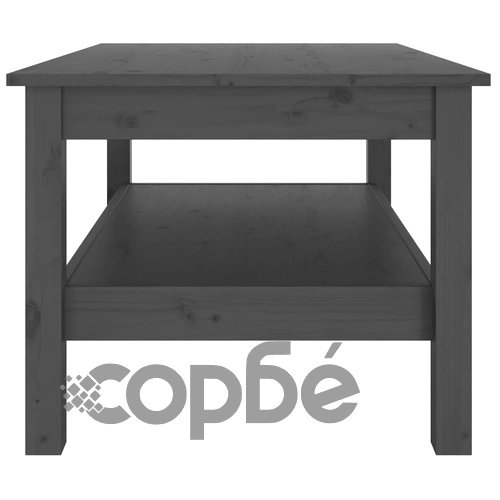 Кафе маса, сива, 80x50x40 см, борово дърво масив ➤ топ цена ➤ sorbe.bg