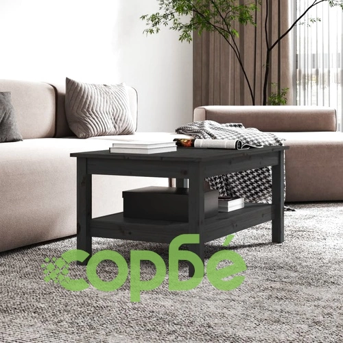814288 Кафе маса, черна, 80x50x40 см, борово дърво масив ➤ топ цена ➤ sorbe.bg