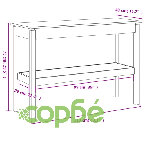Конзолна маса, меденокафява, 110x40x75 см, борово дърво масив ➤ топ цена ➤ sorbe.bg