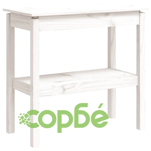 Конзолна маса бяла 80x40x75 см борово дърво масив ➤ топ цена ➤ sorbe.bg