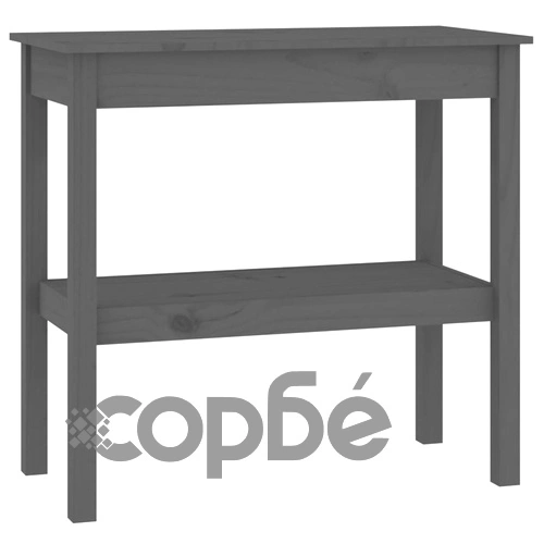 Конзолна маса сива 80x40x75 см борово дърво масив ➤ топ цена ➤ sorbe.bg