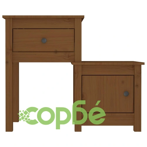 Нощно шкафче меденокафяво 79,5x38x65,5 см борово дърво масив ➤ топ цена ➤ sorbe.bg