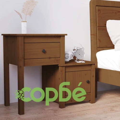 Нощно шкафче меденокафяво 79,5x38x65,5 см борово дърво масив ➤ топ цена ➤ sorbe.bg